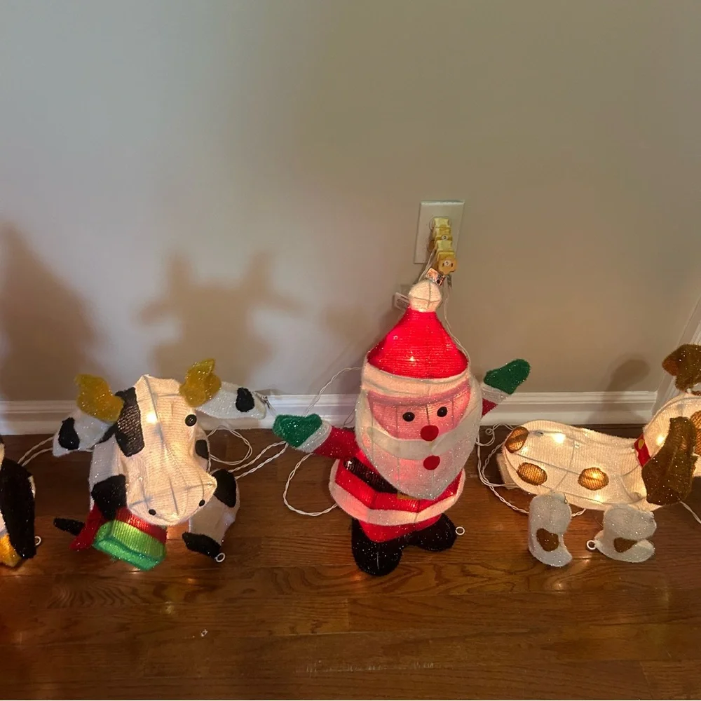 Vintage 20” Christmas Light Up Decor All 6 Characters Cow Dog Santa Penguin +